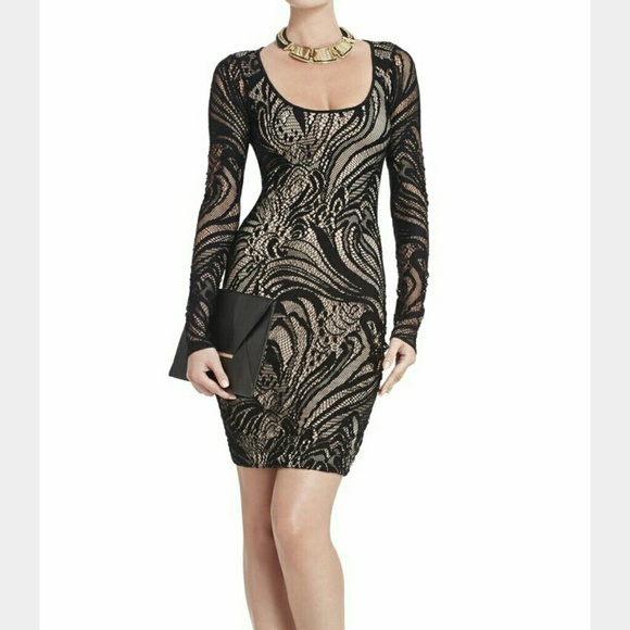BCBGMAXAZRIA Vivia Long-Sleeve Lace Dress
