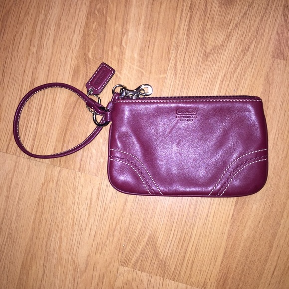 Coach Wine Colored Leather Wristlet