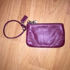 Coach Wine Colored Leather Wristlet