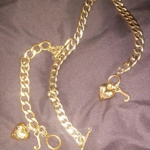 Juicy Couture gold heart choker and bracelet set