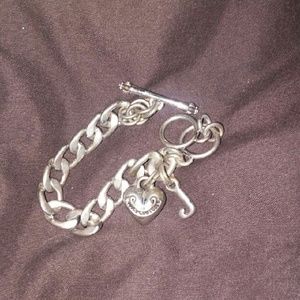 Silver Juicy Couture heart banner bracelet