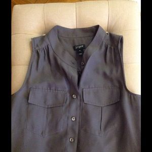 BUNDLE: grey sleeveless blouse + plaid popover