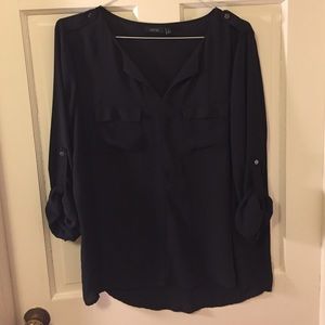 V-Neck Quarter Length Sleeve Blouse