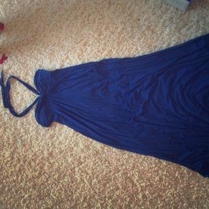 Dark blue maxi dress wth cut out on back
