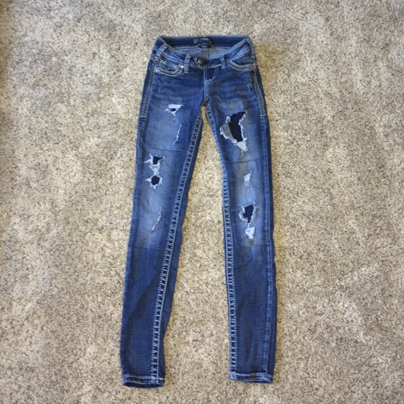 Silver skinny jeans