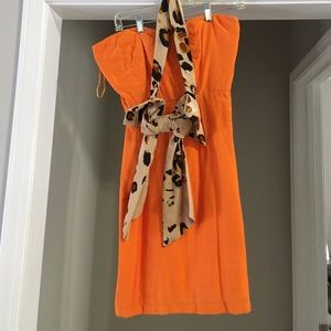 Judith March Orange Dress with leopard bow