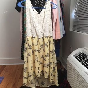 Boutique high low dress lace and flower print