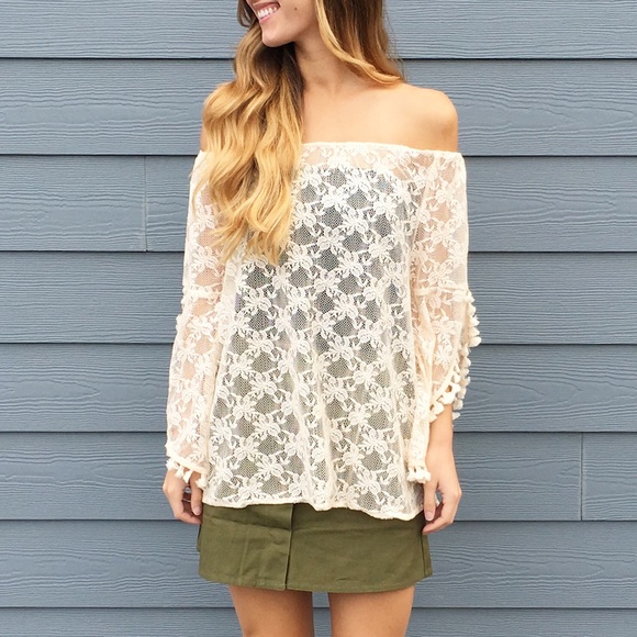 lace off the shoulder top - Picture 2 of 4