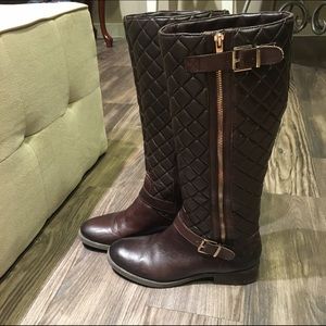Brown Quilted Leather Boots