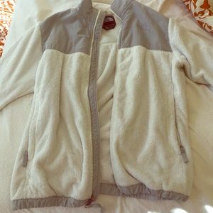 White/grey Fleece North Face Jacket
