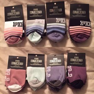8 Pair Set VS PINK Ultimate No Show Socks RARE