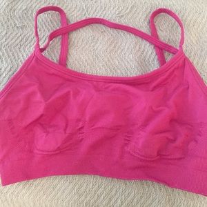 Pink Fabletics sports bra