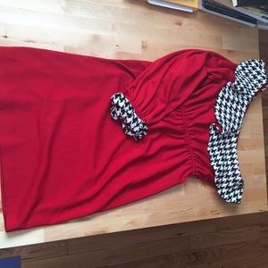 Judith March houndstooth long one shoulder dress