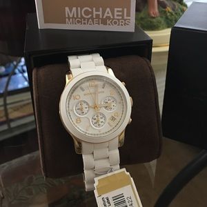MK Women's Gold & White watch.