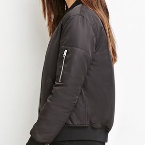 Front zip black bomber jacket