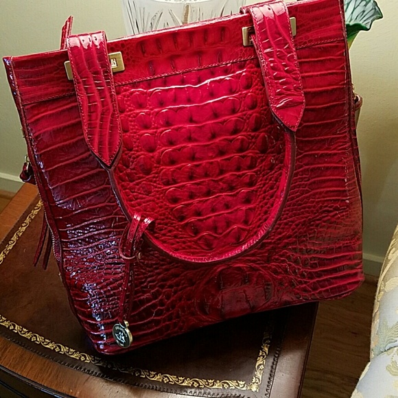 Brahmin Red Madison Melbourne Tote Bag