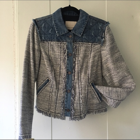 Rebecca Taylor Tweed & Denim Jacket Sz 10 NWOT