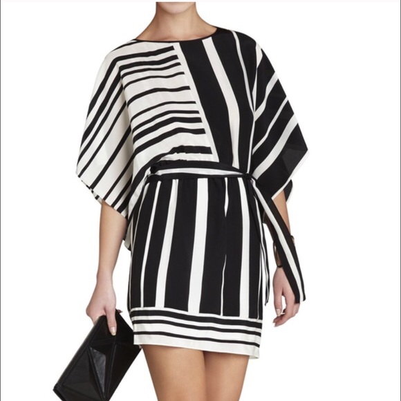 BCBGMAXAZRIA  black & white dolman silk dress!