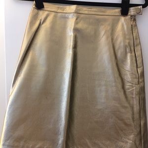 Opening Ceremony gold leather skirt