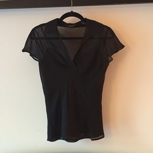 LAST CALL Express silk sheer black top