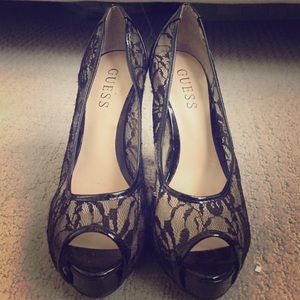 Black lace guess shoes
