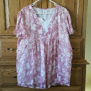 Pink and white flower top
