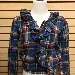 Ralph Lauren Ruffle Flannel Top