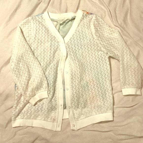Pink Martini Lace Front, Watercolor Back Cardi - Picture 1 of 4