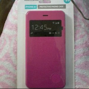 hot pink faux leather iPhone 6plus case