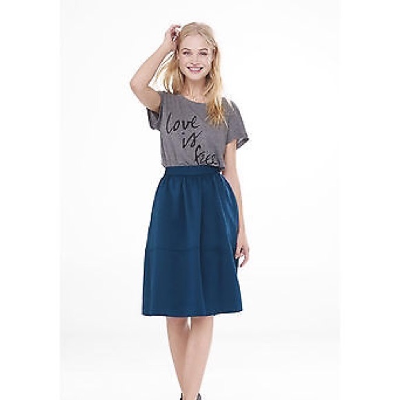 Express high-waist full midi skirt. Teal. Sz. 8