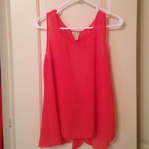 Coral sheer tank with a open back