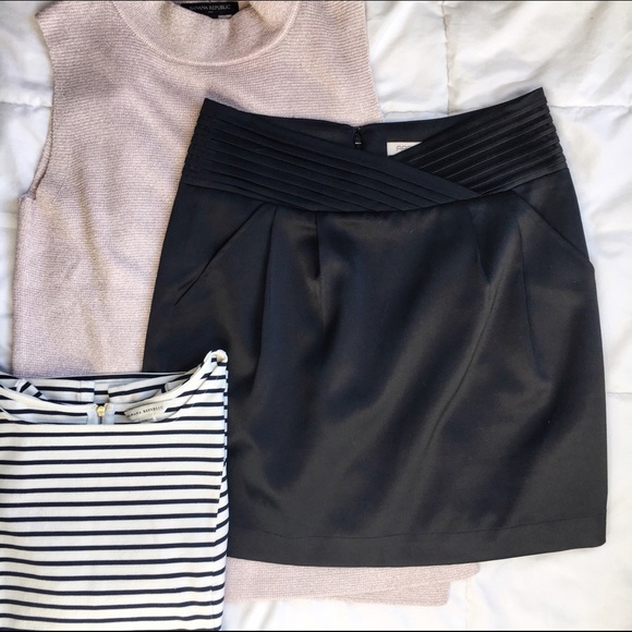 Black high-waisted mini skirt