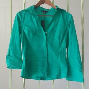NEW Jade green 3/4-sleeve button-down