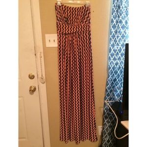 Coral chevron maxi dress