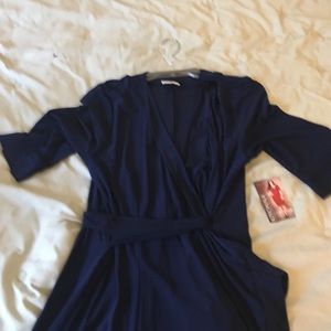Kiyonna Size One Legacy Wrap Dress- navy