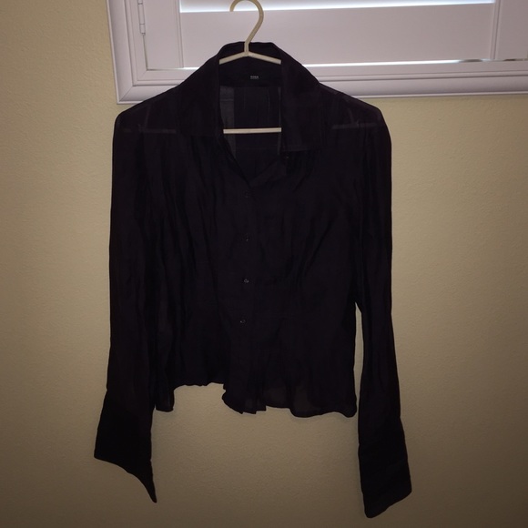 Hugo Boss purple sheer silk blouse
