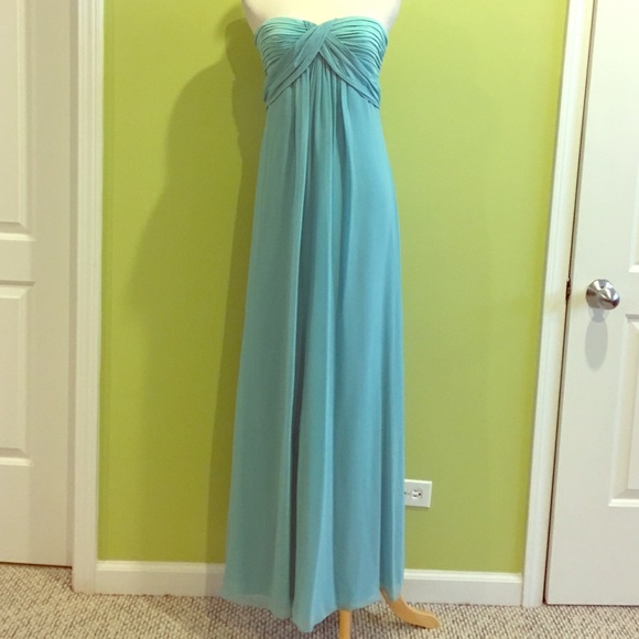 NWT BCBGMAXAZRIA cyan chiffon evening gown S