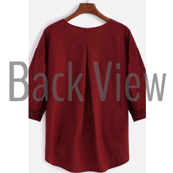 BURGUNDY TOP WITH STRIPED BOW PARTY - Picture 4 of 4