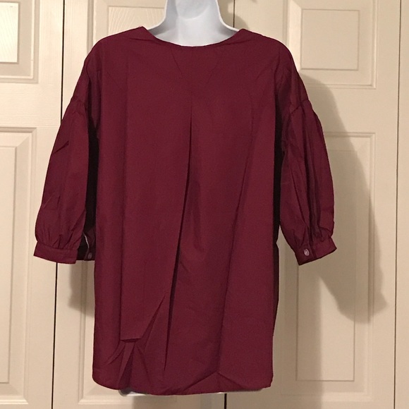 BURGUNDY TOP WITH STRIPED BOW PARTY - Picture 2 of 4