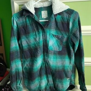 American eagle thick flannel w/ fur hood
