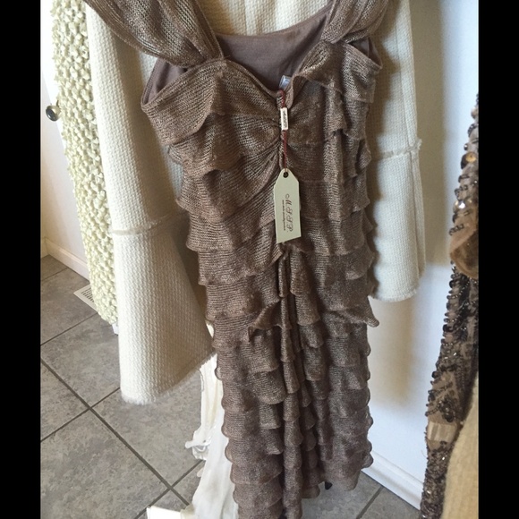 Max Studio Taupe Tiered Dress