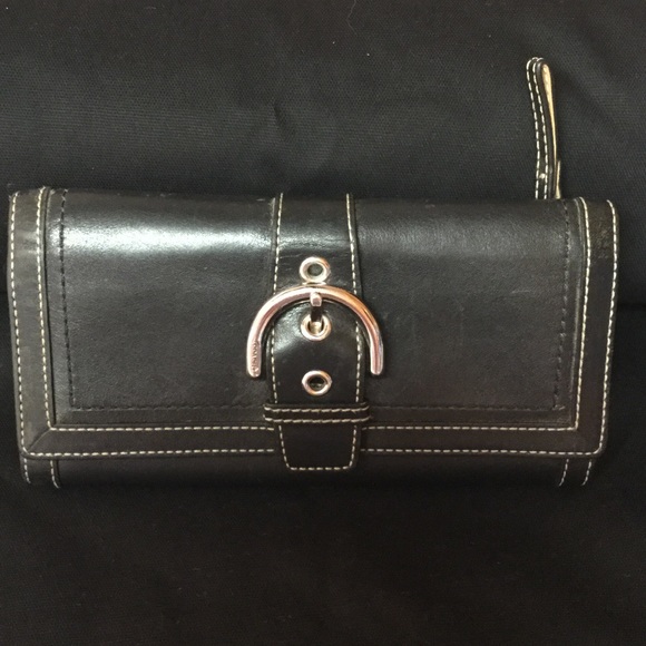 Coach Black Silver Buckle Wallet