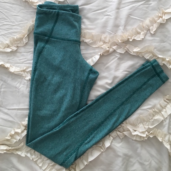 Lululemon Green Stripe Cotton Leggings