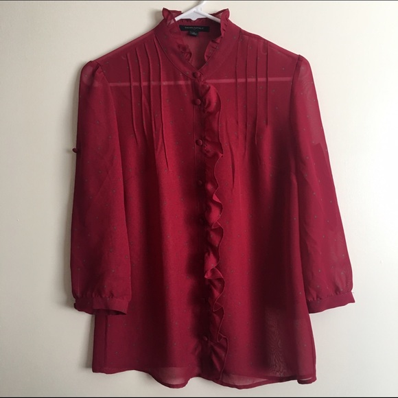 Banana Republic polka dots ruffle roll up blouse-S
