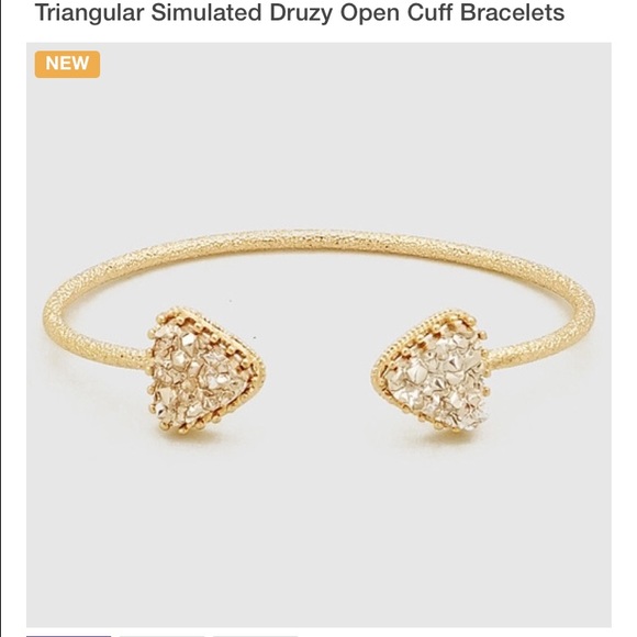 Triangular Simulated Druzy Open Cuff Bracelets