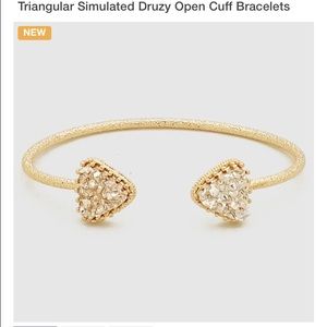 Triangular Simulated Druzy Open Cuff Bracelets