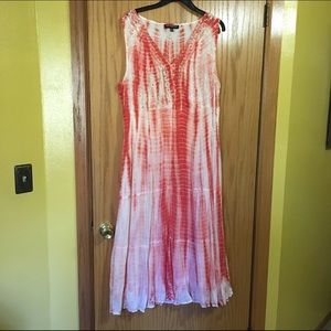 XXL Orange & White Tie Dyed Sleeveless Dress