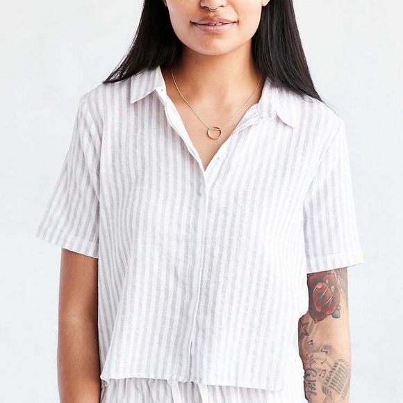 Native Youth striped cropped shirt