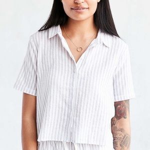 Native Youth striped cropped shirt