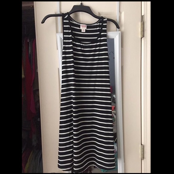 White and Black Stripped T-Shirt Tank Dress